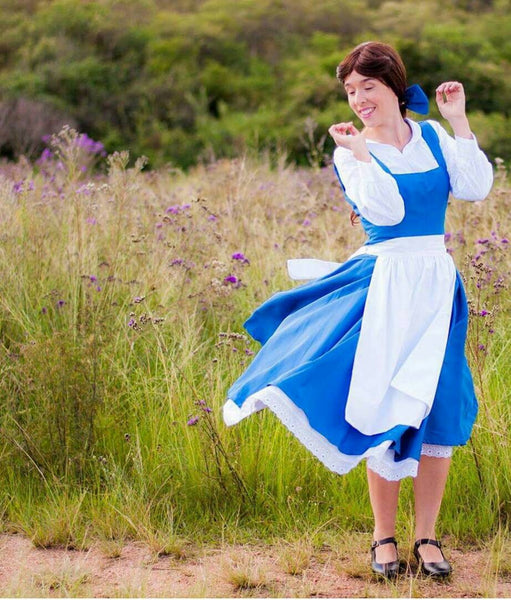 Peasant version Blue dress costume MADE to order Cosplay Belle princess adult Village dress blue The Beauty and the Beast