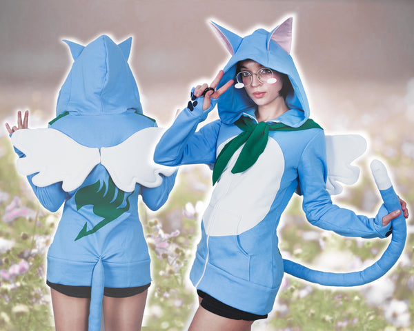 BLUE CAT male or female cut Cosplay hoodie