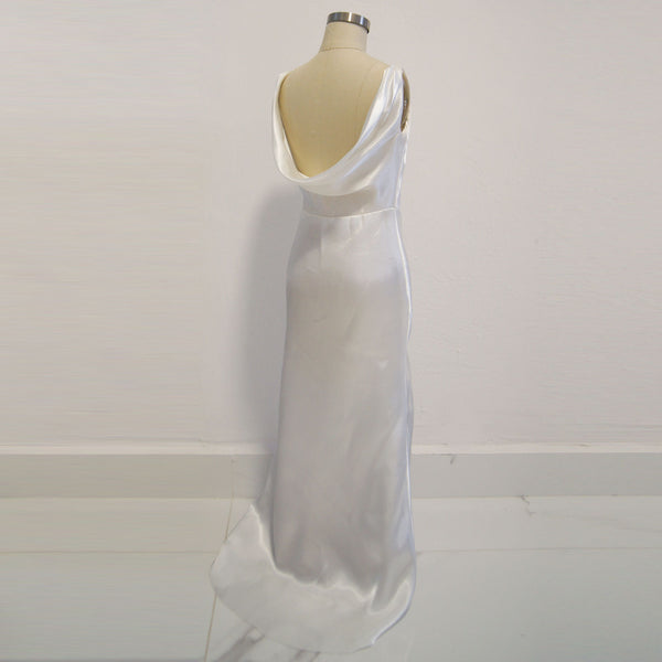 1930s inspired satin gown bias cut satin wedding dress 30s vintage inspired backless wedding dress custom bridal Cowl neck bridal gown
