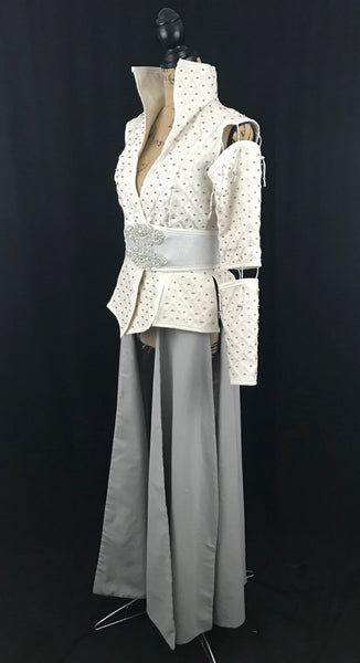 Inspired by Once Upon a Time Snow White Cosplay Costume Adult Cream Beaded Jacket and Belt