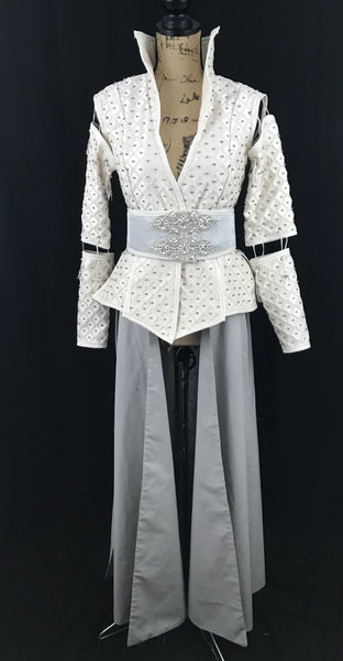 Inspired by Once Upon a Time Snow White Cosplay Costume Adult Cream Beaded Jacket and Belt