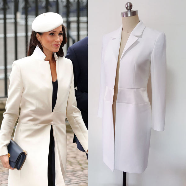 Cream coat dress wool fall coat Duchess of sussex white coat minimalistic coat Custom made Meghan Inspired White formal Coat