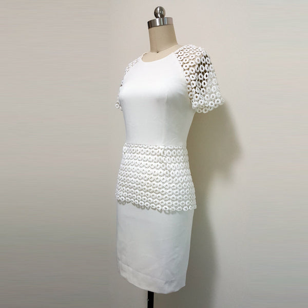 Kate Middleton inspired Lace peplum dress peplum work dress short civil wedding dress modern bride dress Custom made Cream formal dress