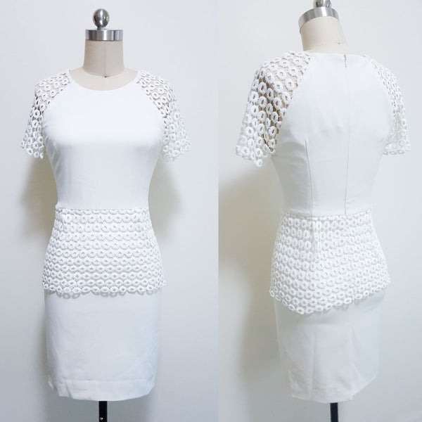 Kate Middleton inspired Lace peplum dress peplum work dress short civil wedding dress modern bride dress Custom made Cream formal dress