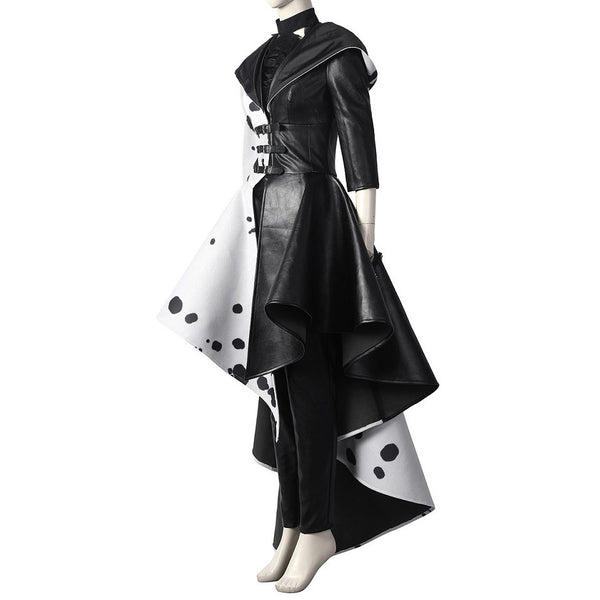 2021 Cruella Wig Dresses Outfit Women Custom Size Cruella Cosplay Costume