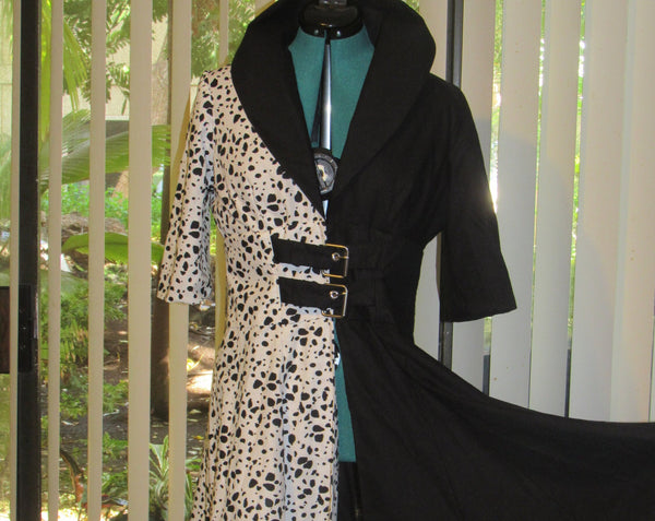 Cosplay Costume for Teens Adults Cruella Dalmatian Coat