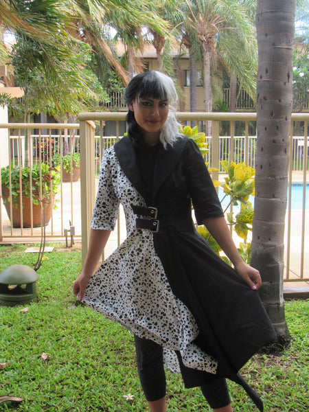 Cosplay Costume for Teens Adults Cruella Dalmatian Coat