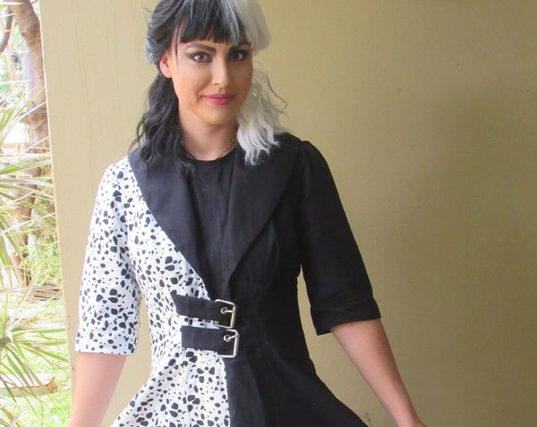 Cosplay Costume for Teens Adults Cruella Dalmatian Coat