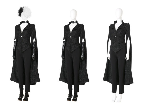 Costume Suit Movie Cruella De Vil Suit Halloween Cosplay Party Suit Cruella De Vil Cosplay Black Coat