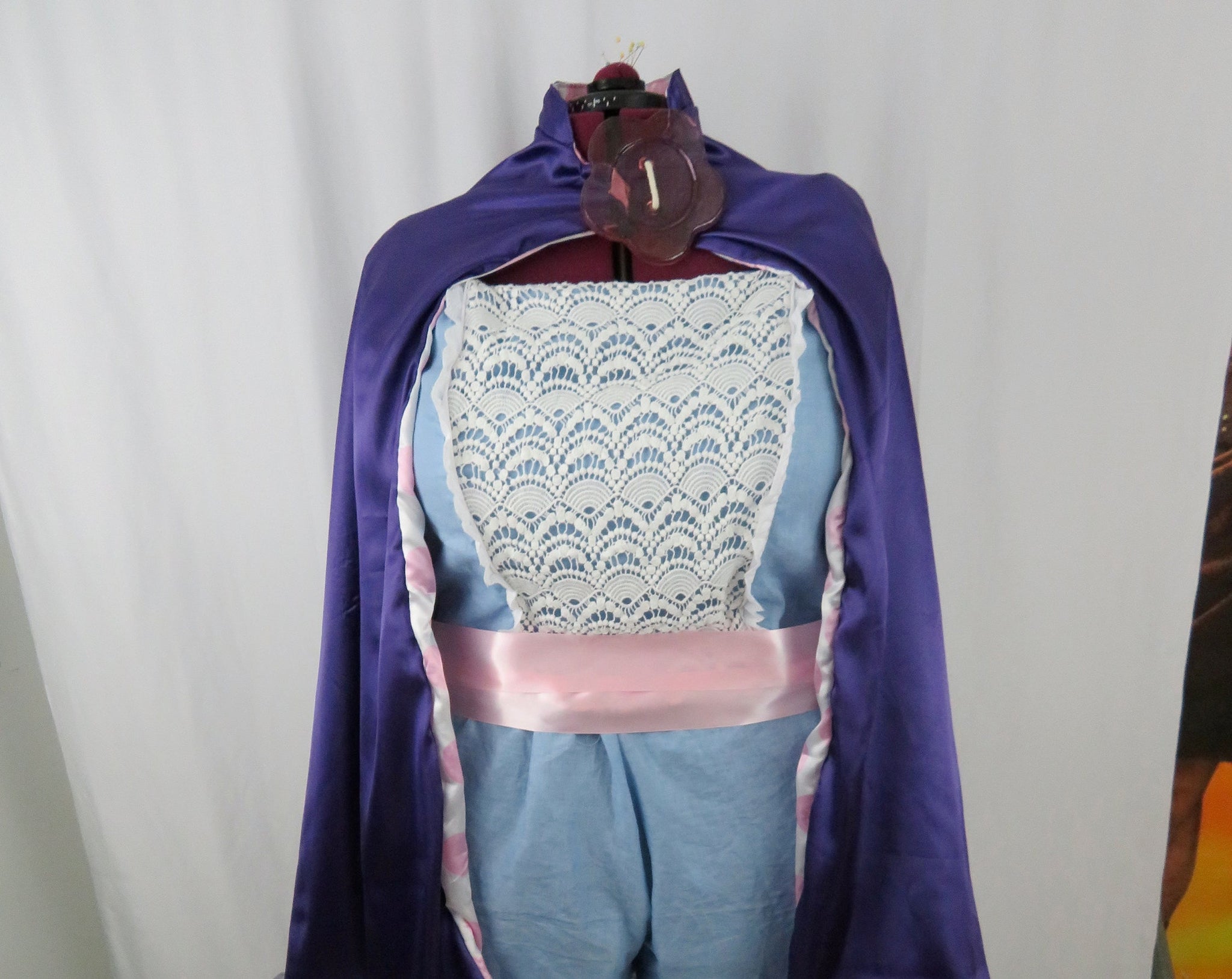 Purple Cape and Blue lace Jumper Custom Made