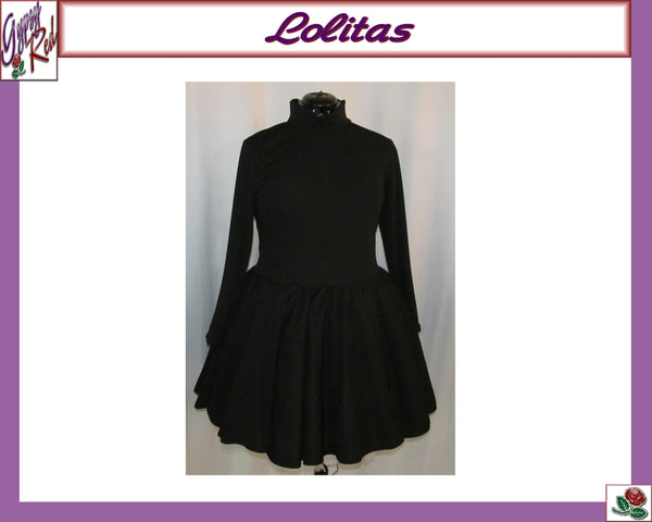 Customizable Color Victorian Steampunk Gothic Adult Women's Size 4 6 8 10 12 14 Cute All Black Knit Lolita Cosplay Costume