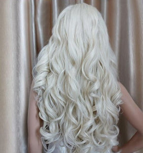White Blonde Braided Curly WIg Princess Cosplay Daenerys Wig
