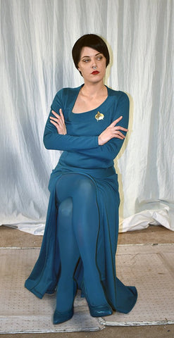 The Next Generation Deanna Troi Cosplay Dress Star Trek Cosplay costume Deanna Troi Slit Dress from Star Trek