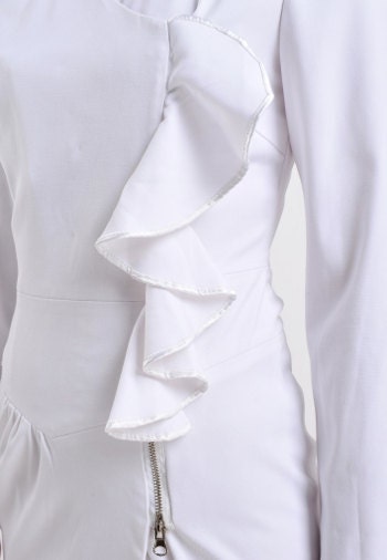 Simple wedding dress reception dress Kate Middleton inspired engagement Dress Deep V neckline White wrap dress short wedding dress