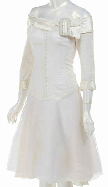Designer Dress Edward Scissorhands Dress Best Handmade White Midi Beautiful Dress Gift For Girls KIM WHITE DRESS Off Shoulder Dress