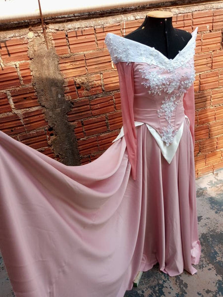 Costume adult princess customade Cosplay Aurora pink dress