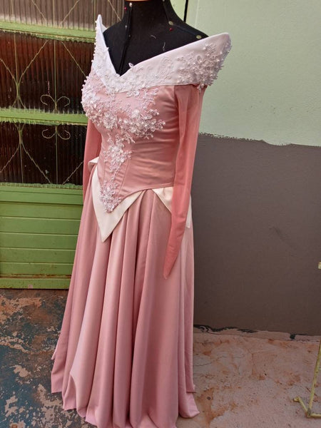 Costume adult princess customade Cosplay Aurora pink dress
