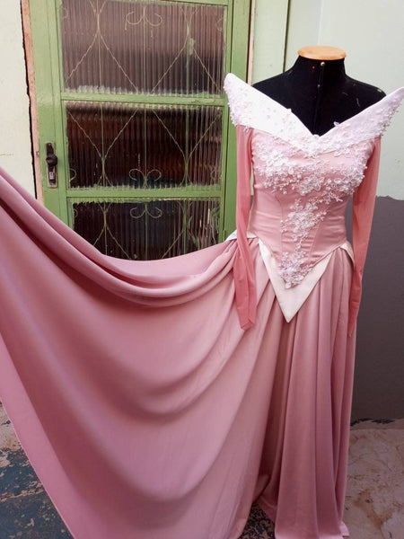 Costume adult princess customade Cosplay Aurora pink dress