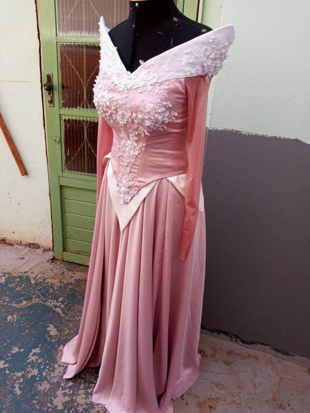 Costume adult princess customade Cosplay Aurora pink dress
