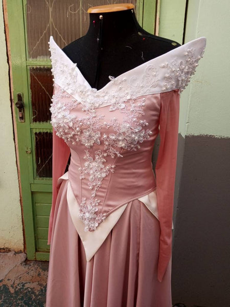 Costume adult princess customade Cosplay Aurora pink dress