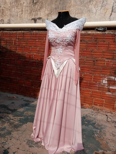 Costume adult princess customade Cosplay Aurora pink dress