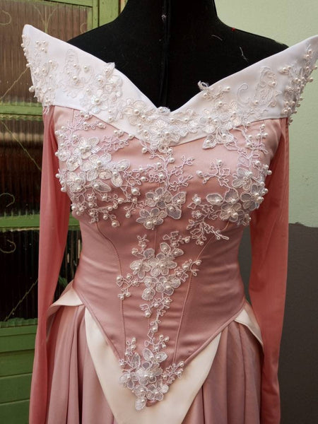 Costume adult princess customade Cosplay Aurora pink dress