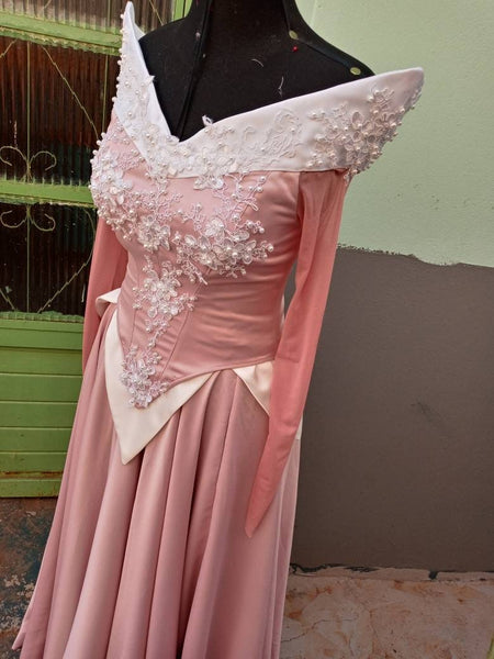 Costume adult princess customade Cosplay Aurora pink dress