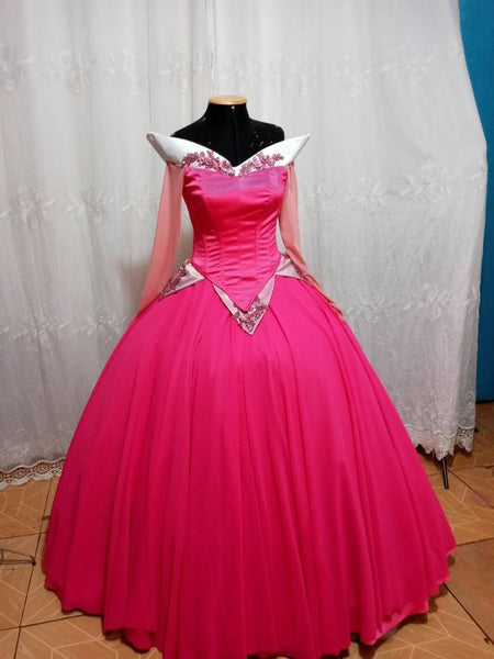 Princess hoopskirt Cosplay Aurora Pink Dress costume adult