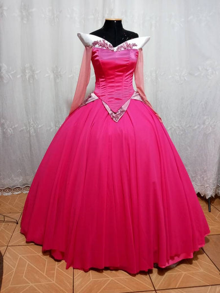 Princess hoopskirt Cosplay Aurora Pink Dress costume adult