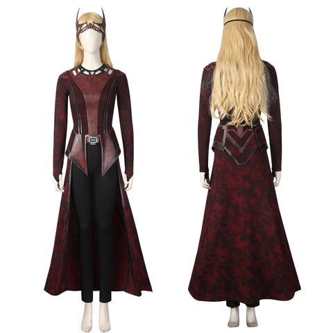 Movie Scarlet Witch Cosplay Costume Wanda Cloak Crown Boots Ouifit Doctor Strange in the Multiverse of Madness New