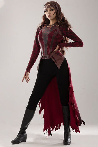 Cosplay Costume Wanda Dress Boots Outfit Doctor Strange in the Multiverse of Madness Dark Scarlet Witch