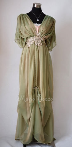 Alternative Green wedding dress for Titanic Somewhere in time event Edwardian fashion recollection Edwardian dress Downton Abbey inspired