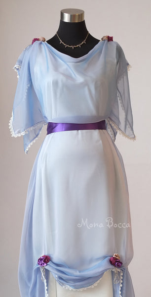 Gilded Age Downton Abbey inspired Titanic styled dress Made in England Edwardian light blue evening dress
