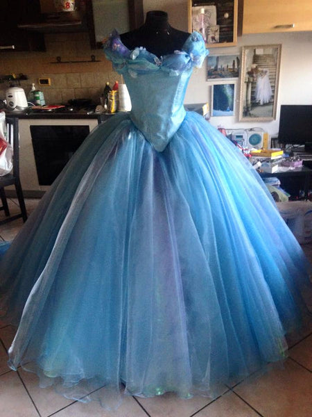 Movie 2015 blue ballgown Ella Cinderella Dress