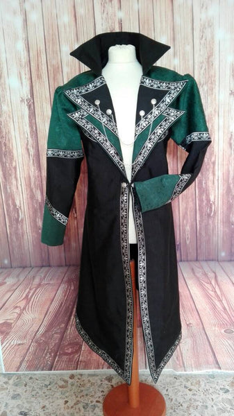 Coat overcoat two tone jacket steampunk grv larp nerd boyfriend gift Fantasy jacket gothic redingotte warrior livery