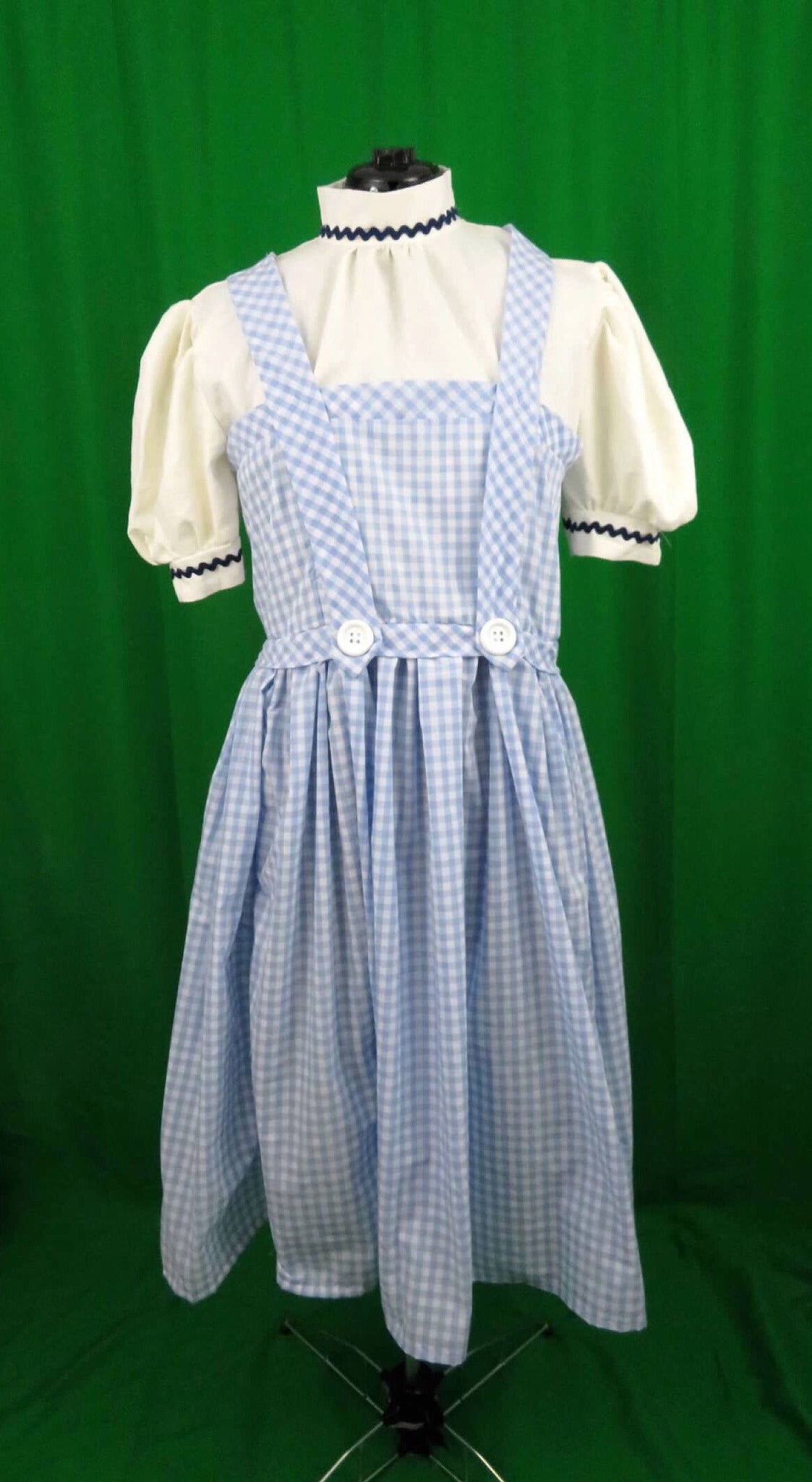 Costume Cosplay Adult wizard of oz Farm girl inspired Blue & White Checkered Dress