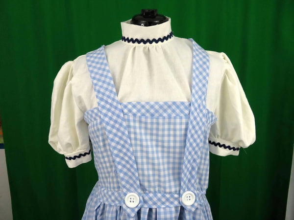 Costume Cosplay Adult wizard of oz Farm girl inspired Blue & White Checkered Dress