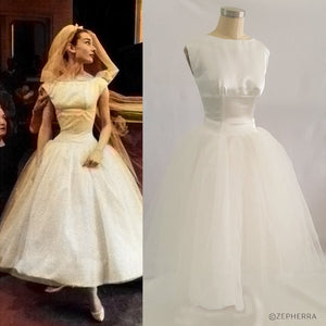 1950s Wedding Dress tea length gown Custom made dress movie dress Tulle gown Funny Face Wedding Dress Audrey Hepburn Wedding Dress