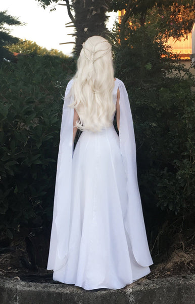 Dragon Necklace Gown Cape Cosplay Costume Sale Game of Thrones White Meereen Dress