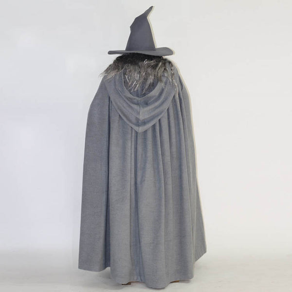 Cosplay costume handmade custom Gandalf cloak hooded gray wool hat beard Lord of rings