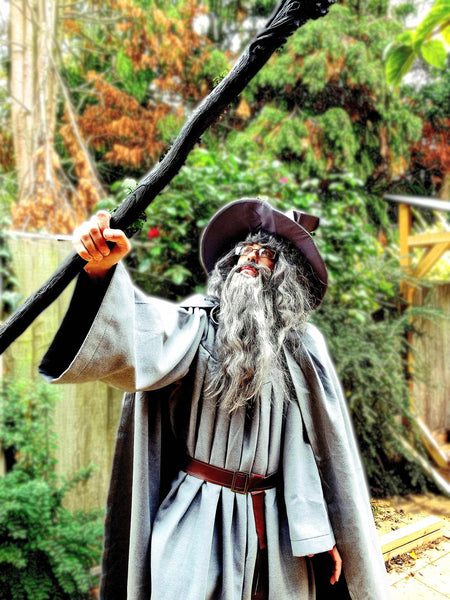 Cosplay costume handmade custom Gandalf cloak hooded gray wool hat beard Lord of rings
