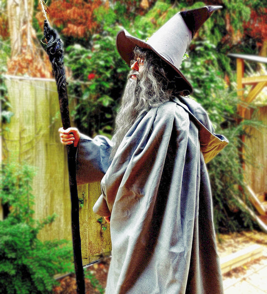 Cosplay costume handmade custom Gandalf cloak hooded gray wool hat beard Lord of rings