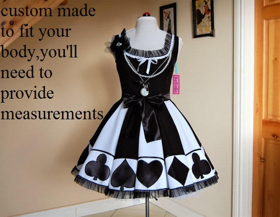 Alice adventures in Wonderland inspired Dress Gothic Lolita Cosplay Dress