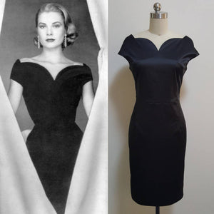 Vintage 50s 1950's Little Black Dress Custom made dress Hollywood GlamourGrace Kelly black dress rear window dress midi evening Dress