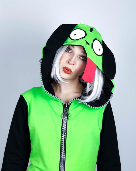 Male or female cosplay costume Green dog hoodie