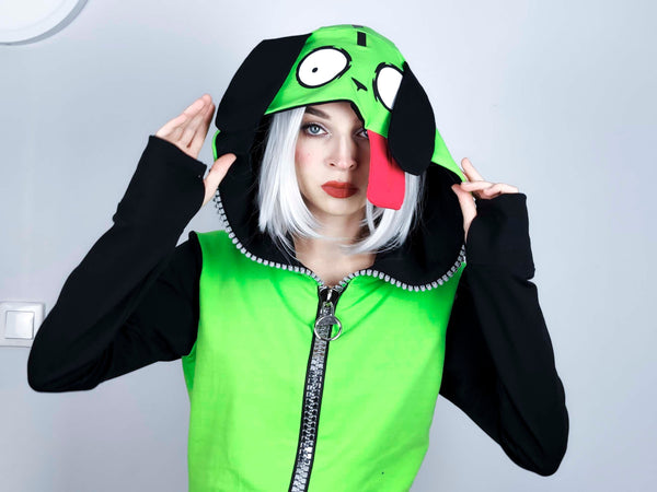 Male or female cosplay costume Green dog hoodie