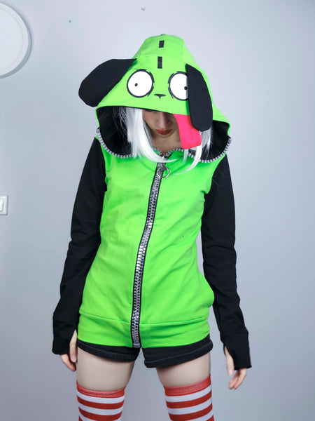 Male or female cosplay costume Green dog hoodie