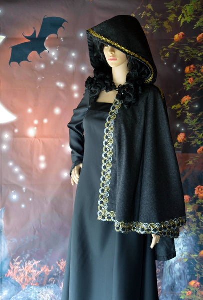 Halloween cloak robe M movie theatre masquerade sale Costume Cape Witch Vampire Gothic Hooded Women