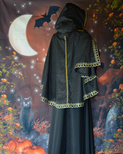 Halloween cloak robe M movie theatre masquerade sale Costume Cape Witch Vampire Gothic Hooded Women