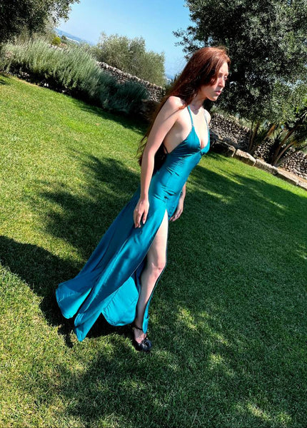 Scarface Dress Romantic Evening Satin Hand Applied Beads Dress Romantic Gifts ELVIRA HANCOCK DRESS Handmade Satin Dress